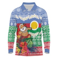 Personalised Shefa Joyeux Noel Long Sleeve Polo Shirt Proud To Be a Ni-Van Sand Drawing Art - Polynesian Pride