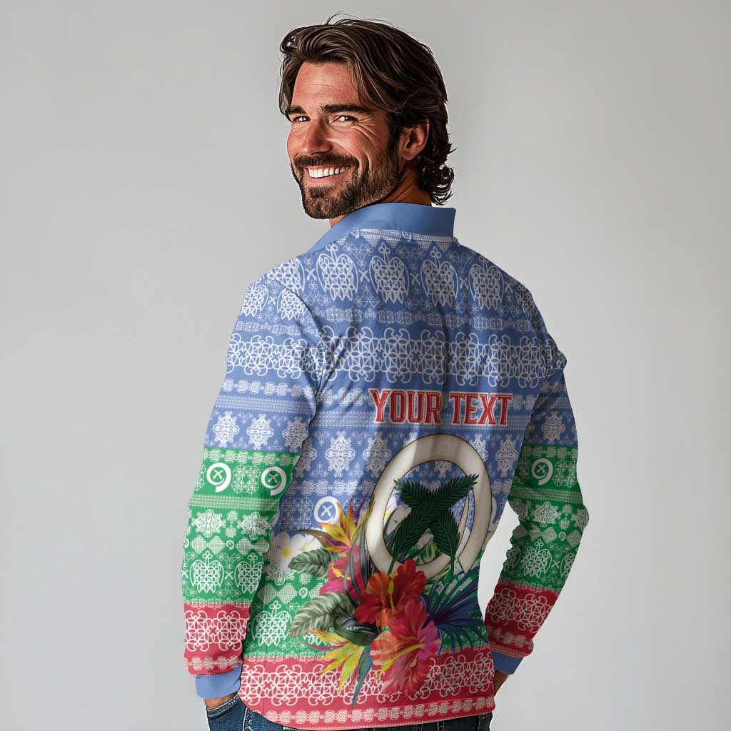 Personalised Shefa Joyeux Noel Long Sleeve Polo Shirt Proud To Be a Ni-Van Sand Drawing Art - Polynesian Pride