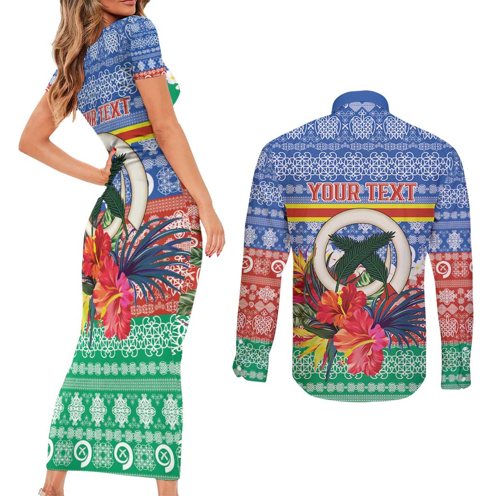 Personalised Tafea Joyeux Noel Couples Matching Short Sleeve Bodycon Dress and Long Sleeve Button Shirt Proud To Be a Ni-Van Sand Drawing Art LT9 - Polynesian Pride