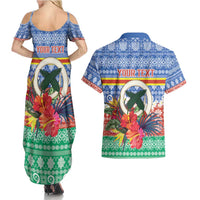 Personalised Tafea Joyeux Noel Couples Matching Summer Maxi Dress and Hawaiian Shirt Proud To Be a Ni-Van Sand Drawing Art - Polynesian Pride