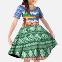 Personalised Tafea Joyeux Noel Family Matching Mermaid Dress and Hawaiian Shirt Proud To Be a Ni-Van Sand Drawing Art LT9 Daughter's Dress Blue - Polynesian Pride
