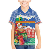 Personalised Tafea Joyeux Noel Family Matching Mermaid Dress and Hawaiian Shirt Proud To Be a Ni-Van Sand Drawing Art LT9 Son's Shirt Blue - Polynesian Pride