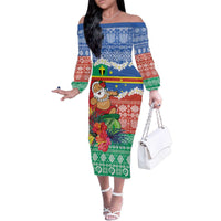 Personalised Tafea Joyeux Noel Family Matching Off The Shoulder Long Sleeve Dress and Hawaiian Shirt Proud To Be a Ni-Van Sand Drawing Art - Polynesian Pride