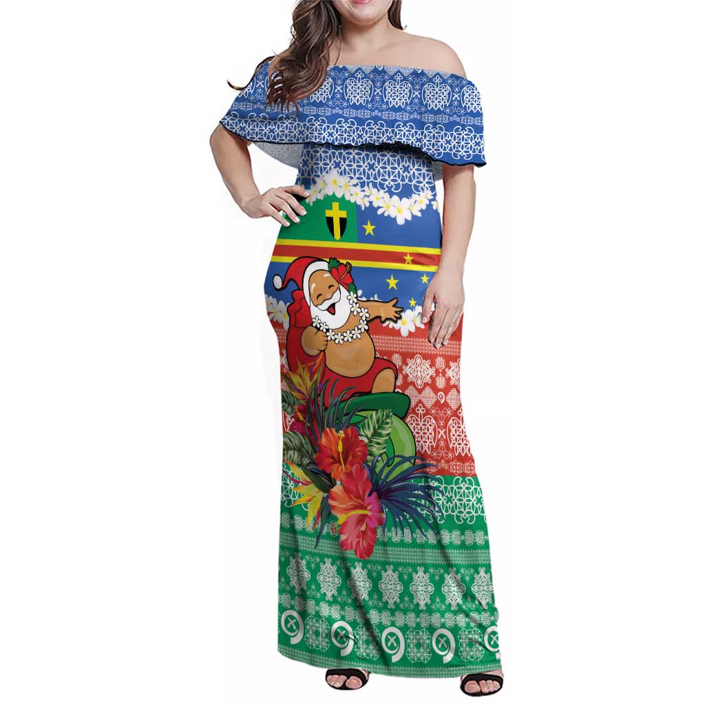 Personalised Tafea Joyeux Noel Family Matching Off Shoulder Maxi Dress and Hawaiian Shirt Proud To Be a Ni-Van Sand Drawing Art - Polynesian Pride