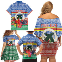 Personalised Tafea Joyeux Noel Family Matching Off Shoulder Short Dress and Hawaiian Shirt Proud To Be a Ni-Van Sand Drawing Art - Polynesian Pride