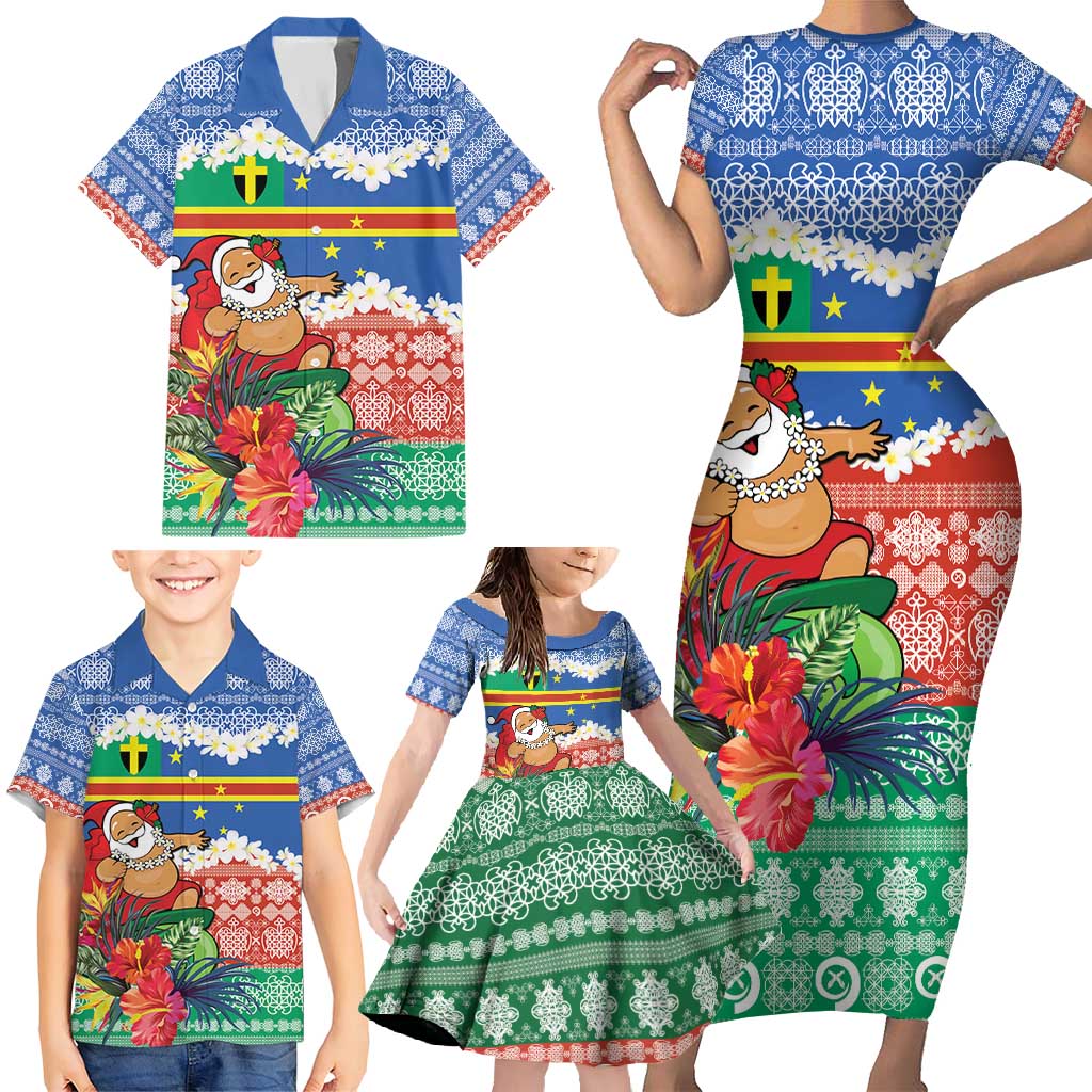 Personalised Tafea Joyeux Noel Family Matching Short Sleeve Bodycon Dress and Hawaiian Shirt Proud To Be a Ni-Van Sand Drawing Art LT9 - Polynesian Pride