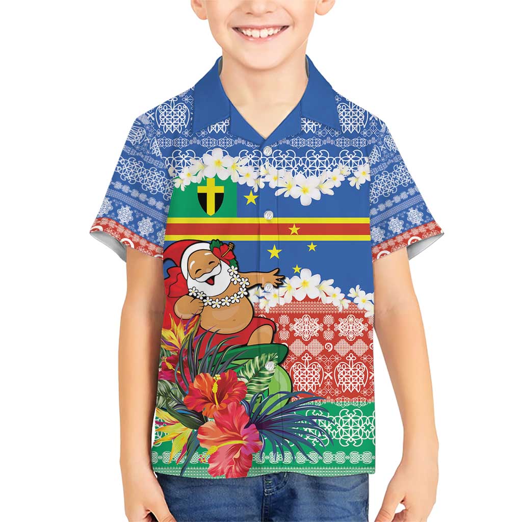 Personalised Tafea Joyeux Noel Family Matching Short Sleeve Bodycon Dress and Hawaiian Shirt Proud To Be a Ni-Van Sand Drawing Art LT9 Son's Shirt Blue - Polynesian Pride