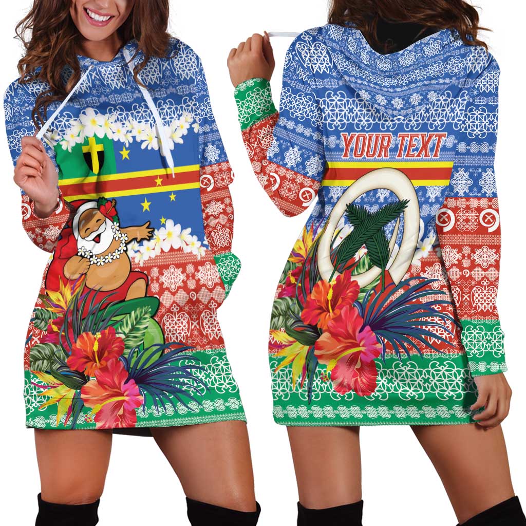 Personalised Tafea Joyeux Noel Hoodie Dress Proud To Be a Ni-Van Sand Drawing Art - Polynesian Pride