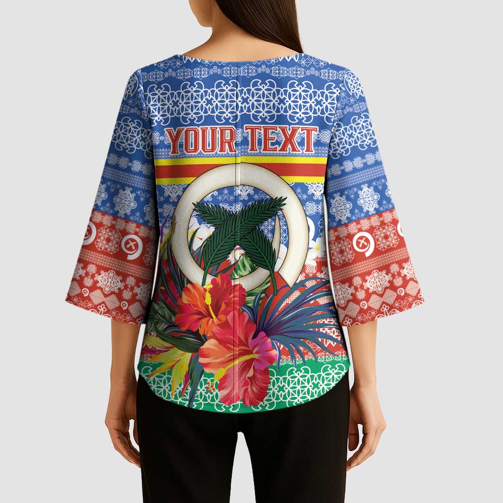 Personalised Tafea Joyeux Noel Kimono Sleeve Blouse Proud To Be a Ni-Van Sand Drawing Art - Polynesian Pride