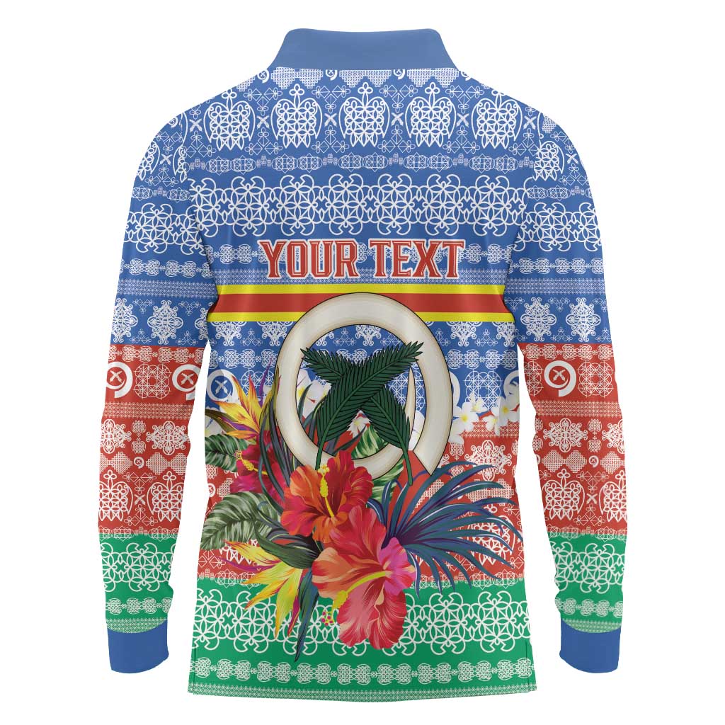 Personalised Tafea Joyeux Noel Long Sleeve Polo Shirt Proud To Be a Ni-Van Sand Drawing Art - Polynesian Pride