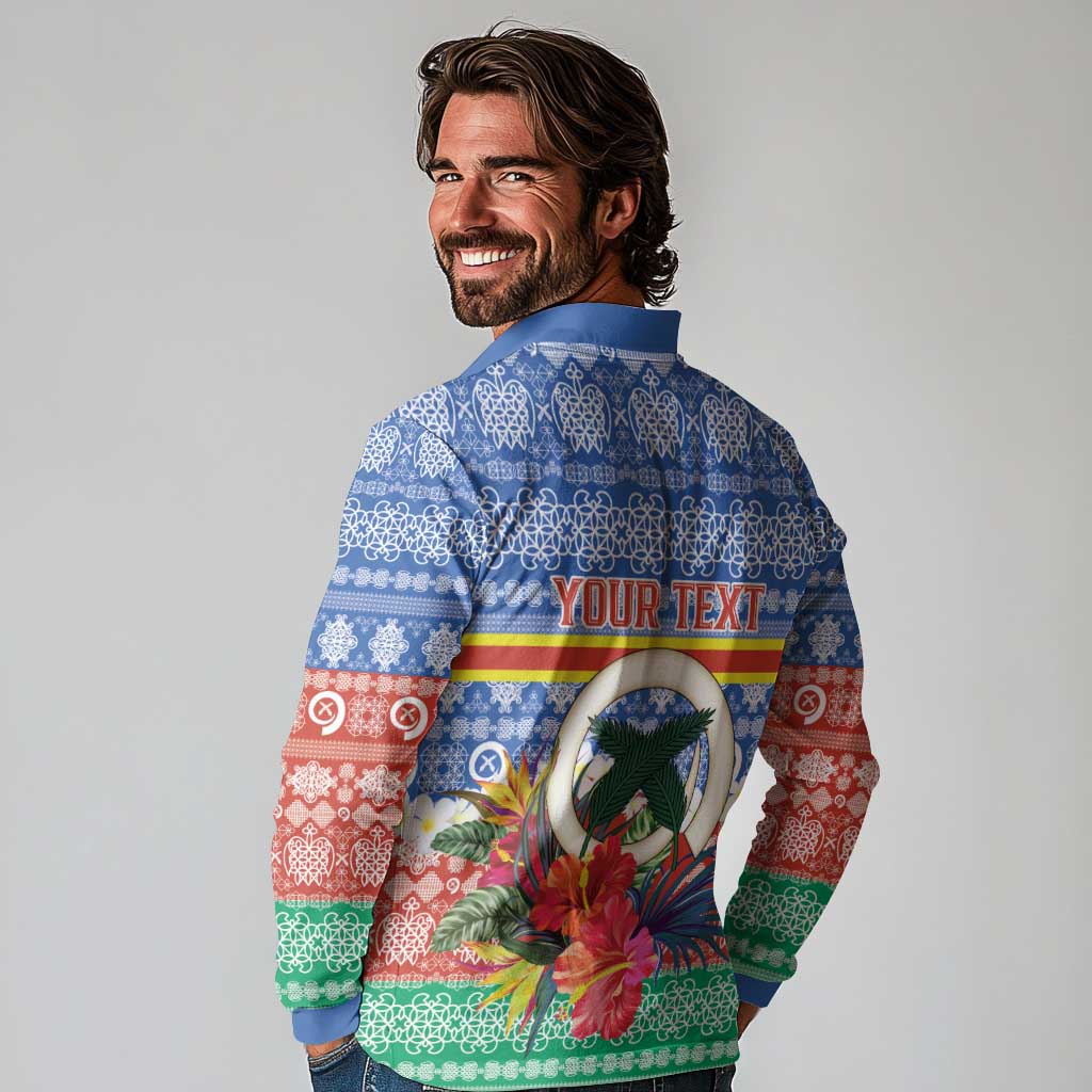 Personalised Tafea Joyeux Noel Long Sleeve Polo Shirt Proud To Be a Ni-Van Sand Drawing Art - Polynesian Pride