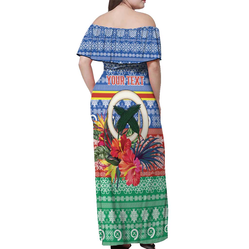 Personalised Tafea Joyeux Noel Off Shoulder Maxi Dress Proud To Be a Ni-Van Sand Drawing Art - Polynesian Pride