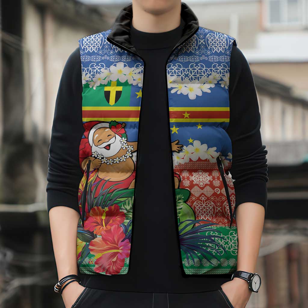 Personalised Tafea Joyeux Noel Sleeveless Puffer Jacket Proud To Be a Ni-Van Sand Drawing Art - Polynesian Pride