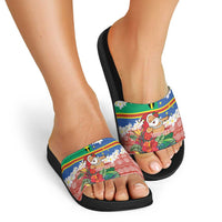 Personalised Tafea Joyeux Noel Slide Sandals Proud To Be a Ni-Van Sand Drawing Art - Polynesian Pride