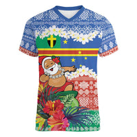 Personalised Tafea Joyeux Noel Women V-Neck T-Shirt Proud To Be a Ni-Van Sand Drawing Art - Polynesian Pride