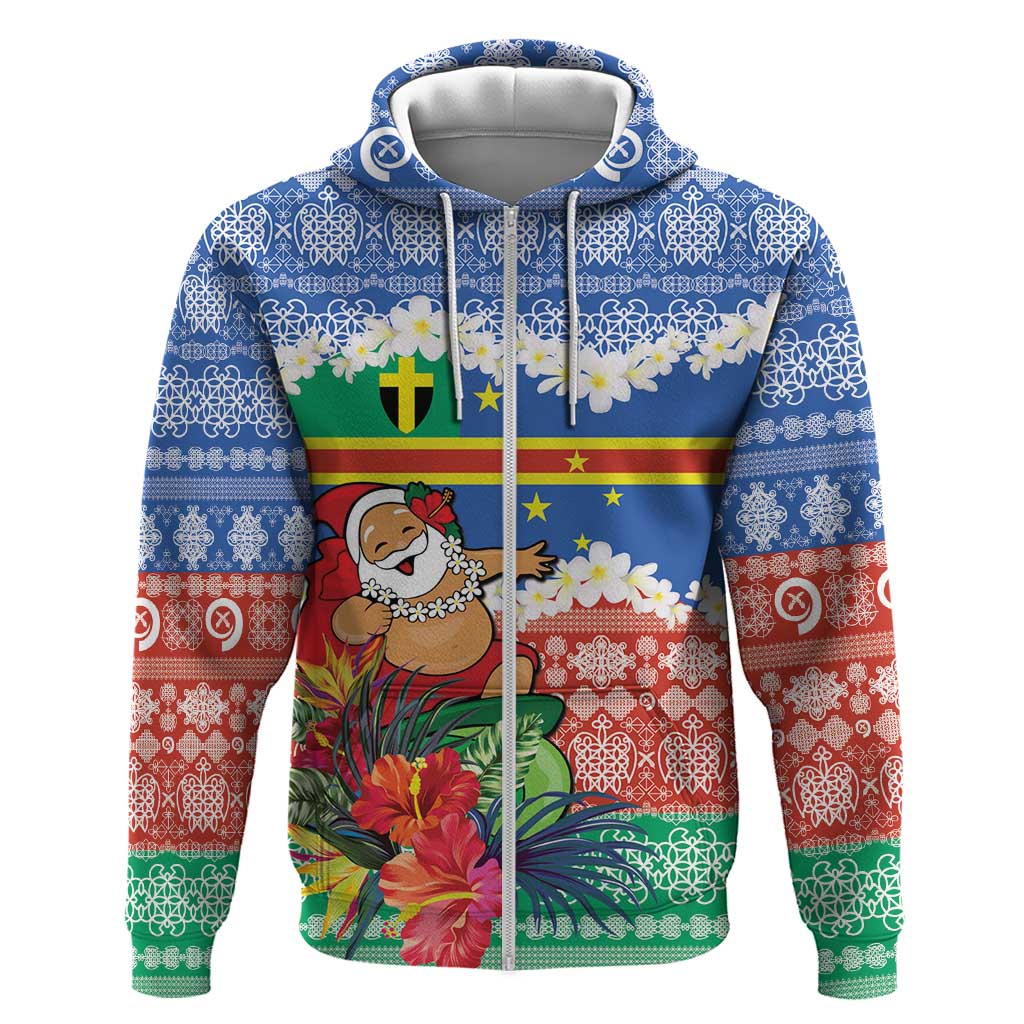 Personalised Tafea Joyeux Noel Zip Hoodie Proud To Be a Ni-Van Sand Drawing Art - Polynesian Pride