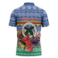 Personalised Tafea Joyeux Noel Zipper Polo Shirt Proud To Be a Ni-Van Sand Drawing Art - Polynesian Pride