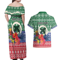 Personalised Torba Joyeux Noel Couples Matching Off Shoulder Maxi Dress and Hawaiian Shirt Proud To Be a Ni-Van Sand Drawing Art - Polynesian Pride