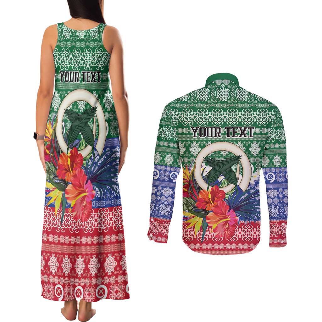 Personalised Torba Joyeux Noel Couples Matching Tank Maxi Dress and Long Sleeve Button Shirt Proud To Be a Ni-Van Sand Drawing Art LT9 - Polynesian Pride