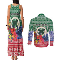 Personalised Torba Joyeux Noel Couples Matching Tank Maxi Dress and Long Sleeve Button Shirt Proud To Be a Ni-Van Sand Drawing Art LT9 - Polynesian Pride