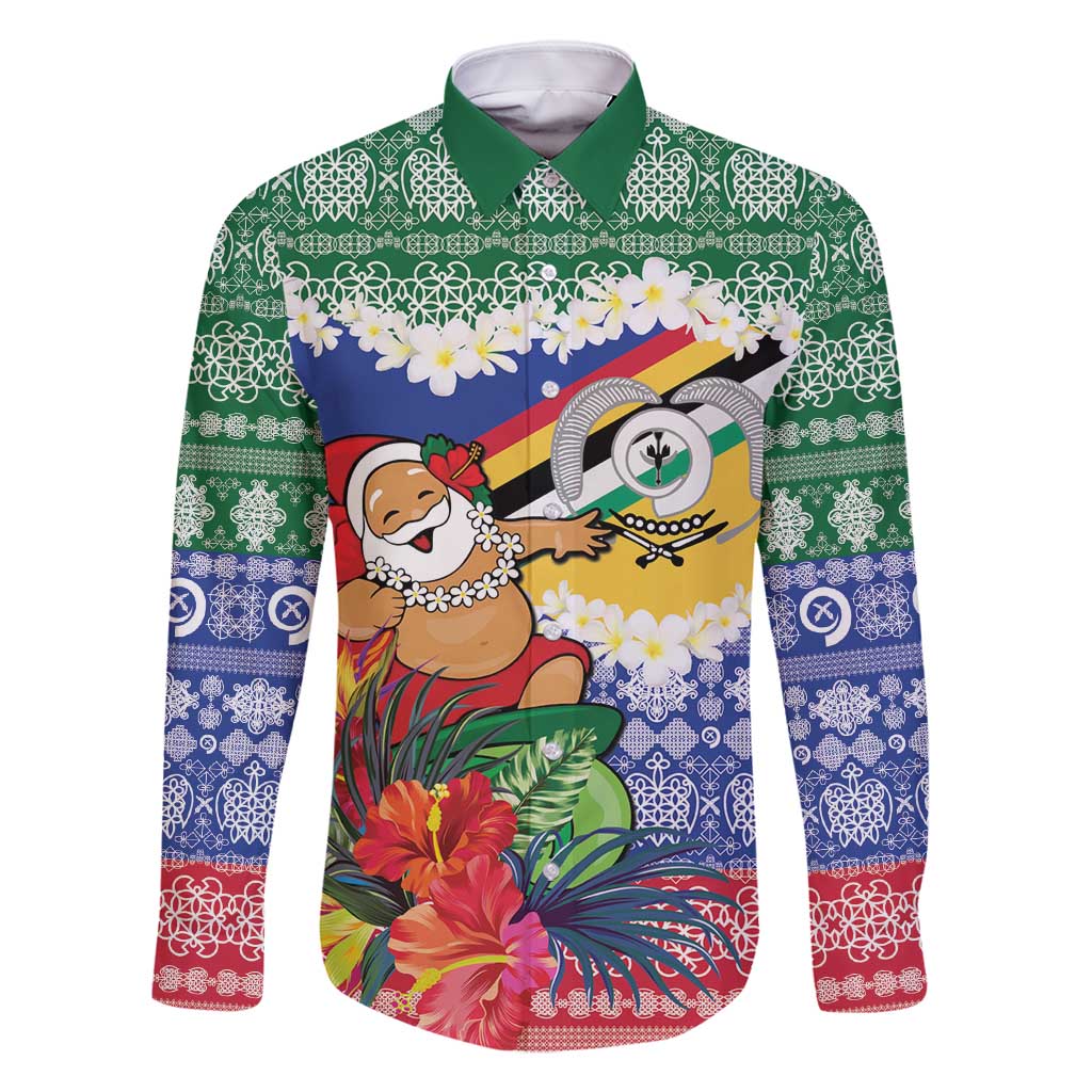 Personalised Torba Joyeux Noel Family Matching Long Sleeve Bodycon Dress and Hawaiian Shirt Proud To Be a Ni-Van Sand Drawing Art LT9 Dad's Shirt - Long Sleeve Green - Polynesian Pride