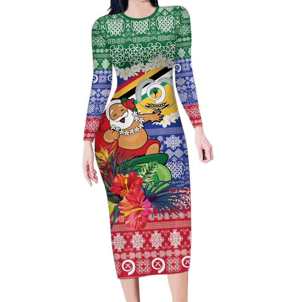 Personalised Torba Joyeux Noel Family Matching Long Sleeve Bodycon Dress and Hawaiian Shirt Proud To Be a Ni-Van Sand Drawing Art LT9 Mom's Dress Green - Polynesian Pride