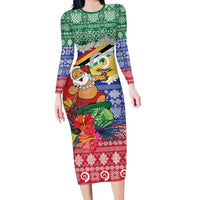 Personalised Torba Joyeux Noel Family Matching Long Sleeve Bodycon Dress and Hawaiian Shirt Proud To Be a Ni-Van Sand Drawing Art LT9 Mom's Dress Green - Polynesian Pride