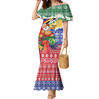 Personalised Torba Joyeux Noel Family Matching Mermaid Dress and Hawaiian Shirt Proud To Be a Ni-Van Sand Drawing Art LT9 Mom's Dress Green - Polynesian Pride
