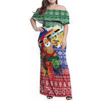 Personalised Torba Joyeux Noel Family Matching Off Shoulder Maxi Dress and Hawaiian Shirt Proud To Be a Ni-Van Sand Drawing Art - Polynesian Pride