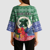 Personalised Torba Joyeux Noel Kimono Sleeve Blouse Proud To Be a Ni-Van Sand Drawing Art - Polynesian Pride