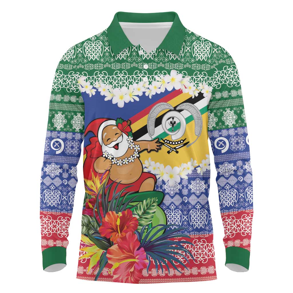 Personalised Torba Joyeux Noel Long Sleeve Polo Shirt Proud To Be a Ni-Van Sand Drawing Art - Polynesian Pride