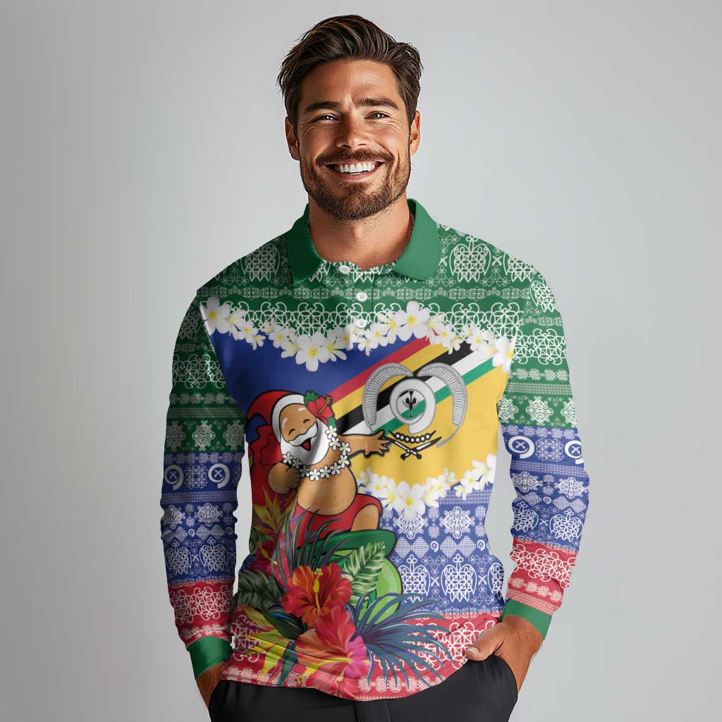 Personalised Torba Joyeux Noel Long Sleeve Polo Shirt Proud To Be a Ni-Van Sand Drawing Art - Polynesian Pride