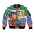 Personalised Torba Joyeux Noel Sleeve Zip Bomber Jacket Proud To Be a Ni-Van Sand Drawing Art - Polynesian Pride