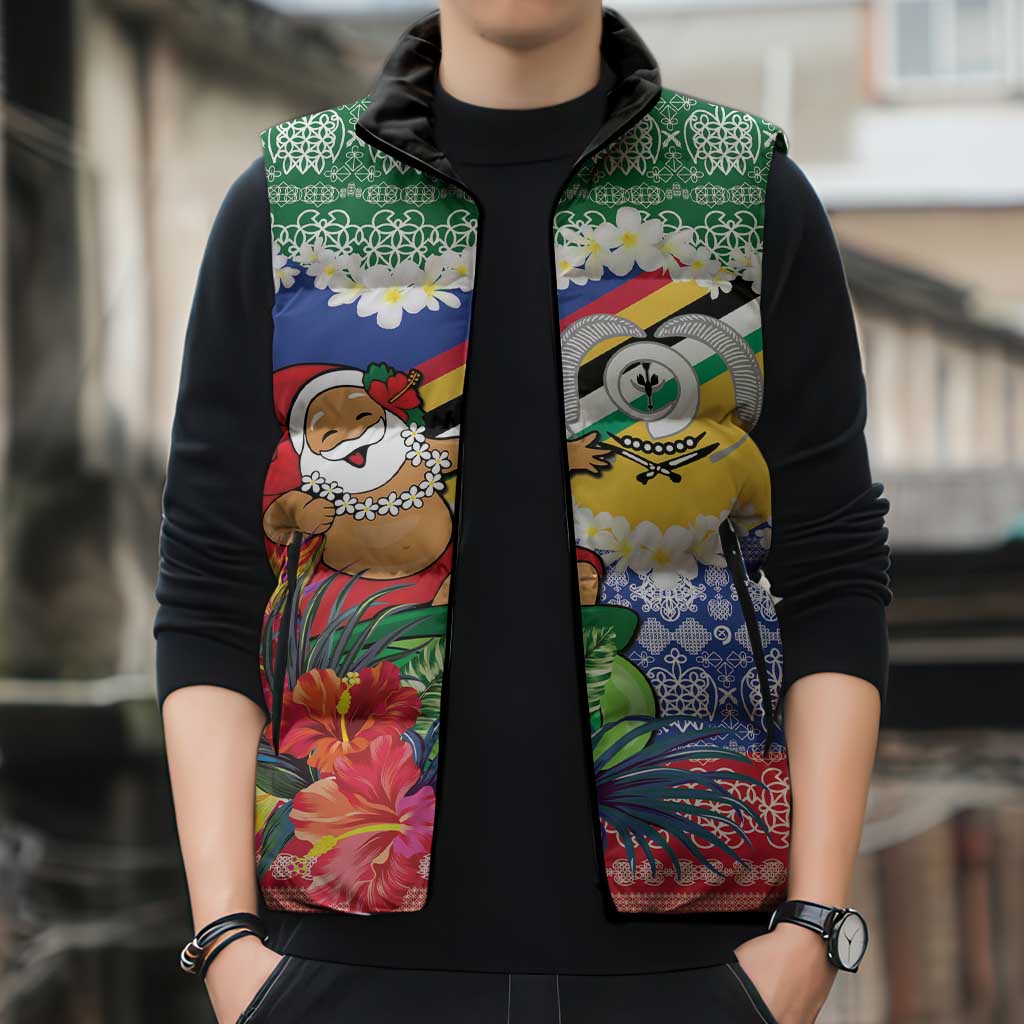 Personalised Torba Joyeux Noel Sleeveless Puffer Jacket Proud To Be a Ni-Van Sand Drawing Art - Polynesian Pride