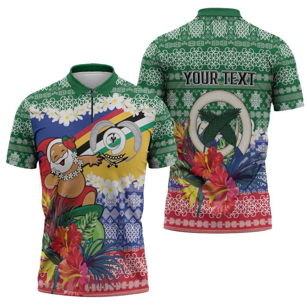 Personalised Torba Joyeux Noel Zipper Polo Shirt Proud To Be a Ni-Van Sand Drawing Art - Polynesian Pride