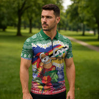 Personalised Torba Joyeux Noel Zipper Polo Shirt Proud To Be a Ni-Van Sand Drawing Art - Polynesian Pride