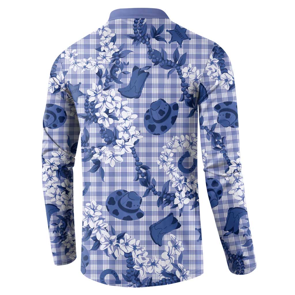 Mokihana Maile Ilima Leis Paniolo Palaka Button Sweatshirt Hawaiian Polu Spirit - Polynesian Pride