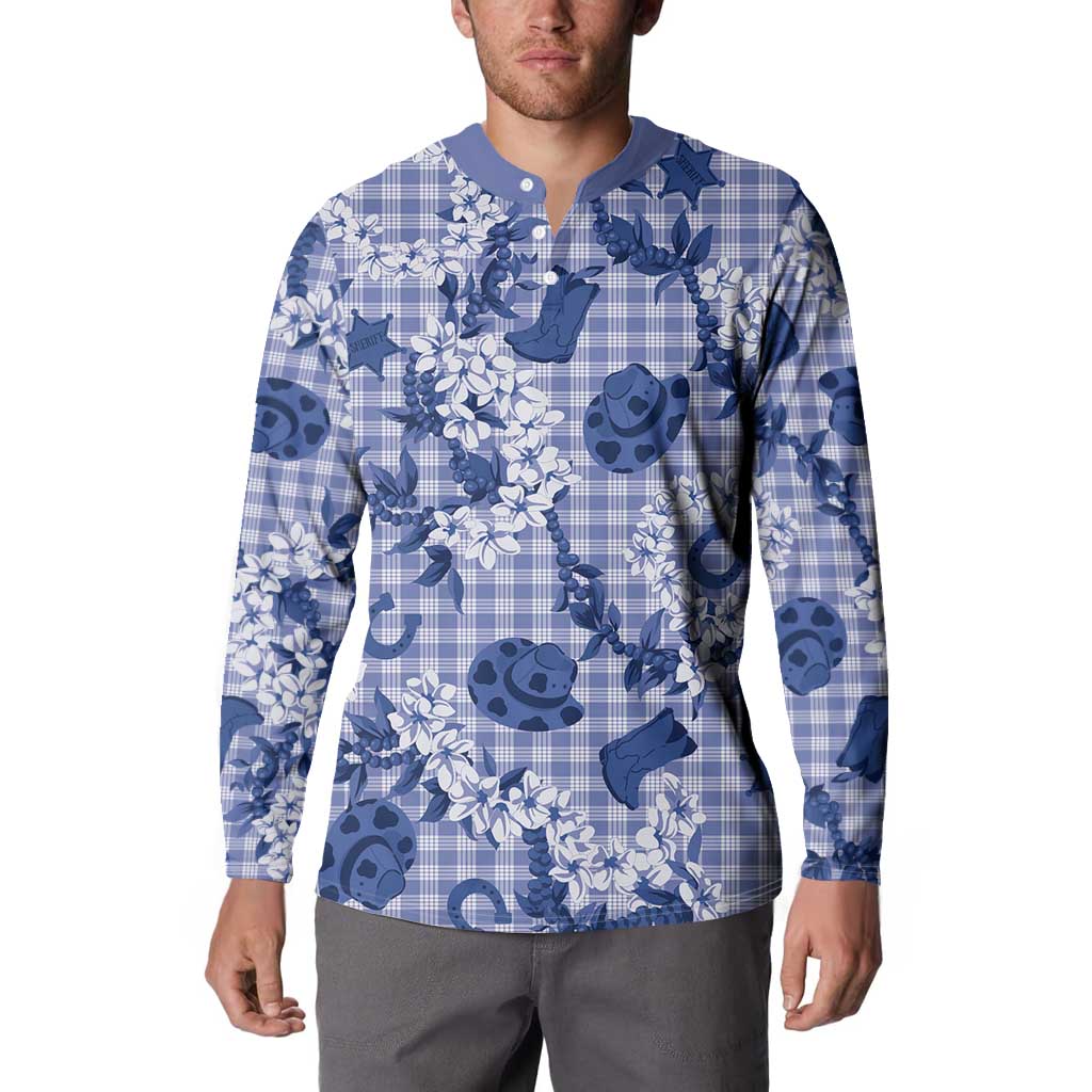 Mokihana Maile Ilima Leis Paniolo Palaka Button Sweatshirt Hawaiian Polu Spirit - Polynesian Pride