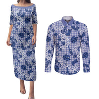 Mokihana Maile Ilima Leis Paniolo Palaka Couples Matching Puletasi and Long Sleeve Button Shirt Hawaiian Polu Spirit - Polynesian Pride