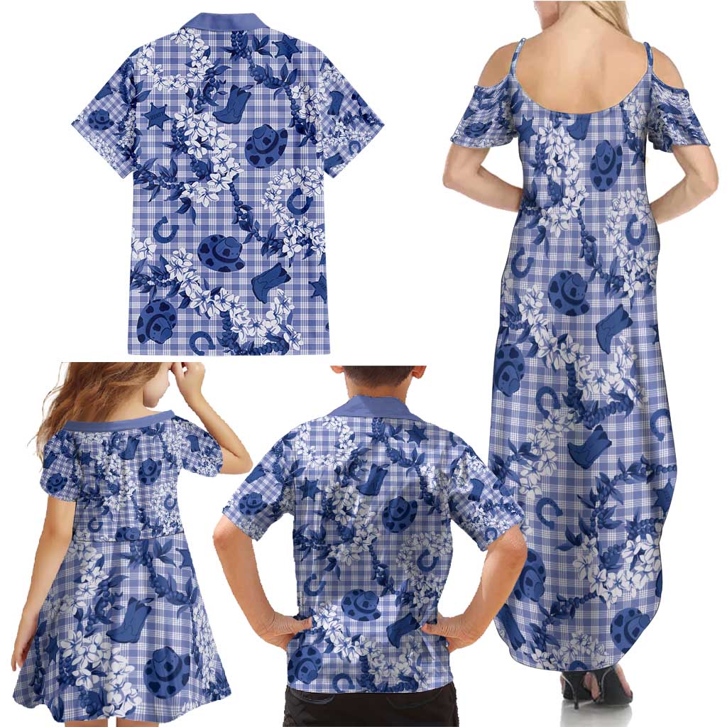 Mokihana Maile Ilima Leis Paniolo Palaka Family Matching Summer Maxi Dress and Hawaiian Shirt Hawaiian Polu Spirit - Polynesian Pride