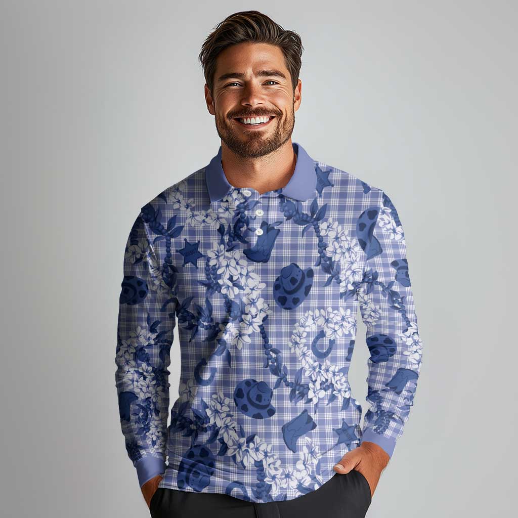 Mokihana Maile Ilima Leis Paniolo Palaka Long Sleeve Polo Shirt Hawaiian Polu Spirit - Polynesian Pride