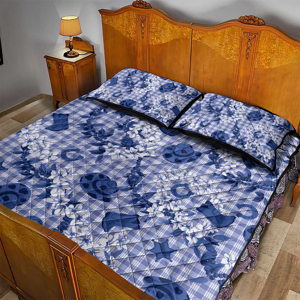 Mokihana Maile Ilima Leis Paniolo Palaka Quilt Bed Set Hawaiian Polu Spirit - Polynesian Pride