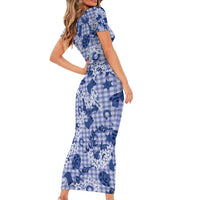 Mokihana Maile Ilima Leis Paniolo Palaka Short Sleeve Bodycon Dress Hawaiian Polu Spirit - Polynesian Pride