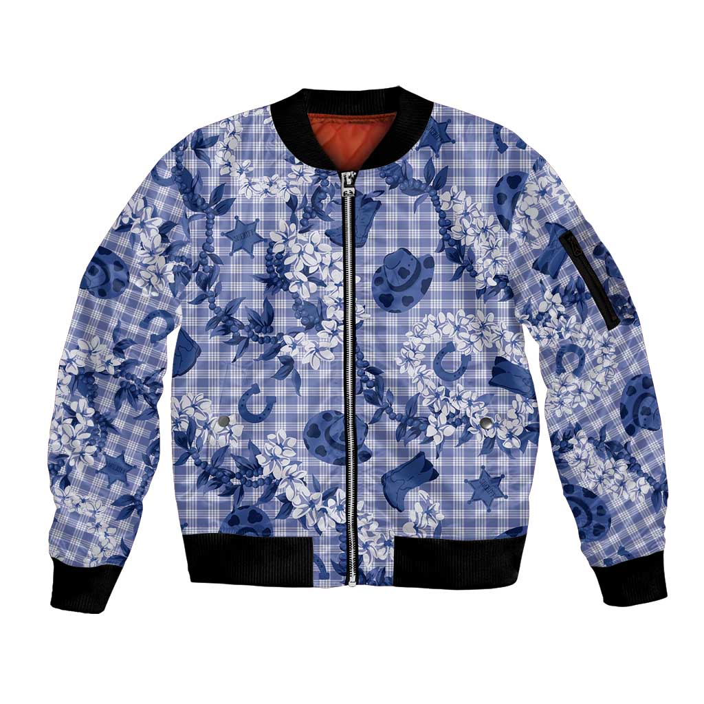 Mokihana Maile Ilima Leis Paniolo Palaka Sleeve Zip Bomber Jacket Hawaiian Polu Spirit - Polynesian Pride