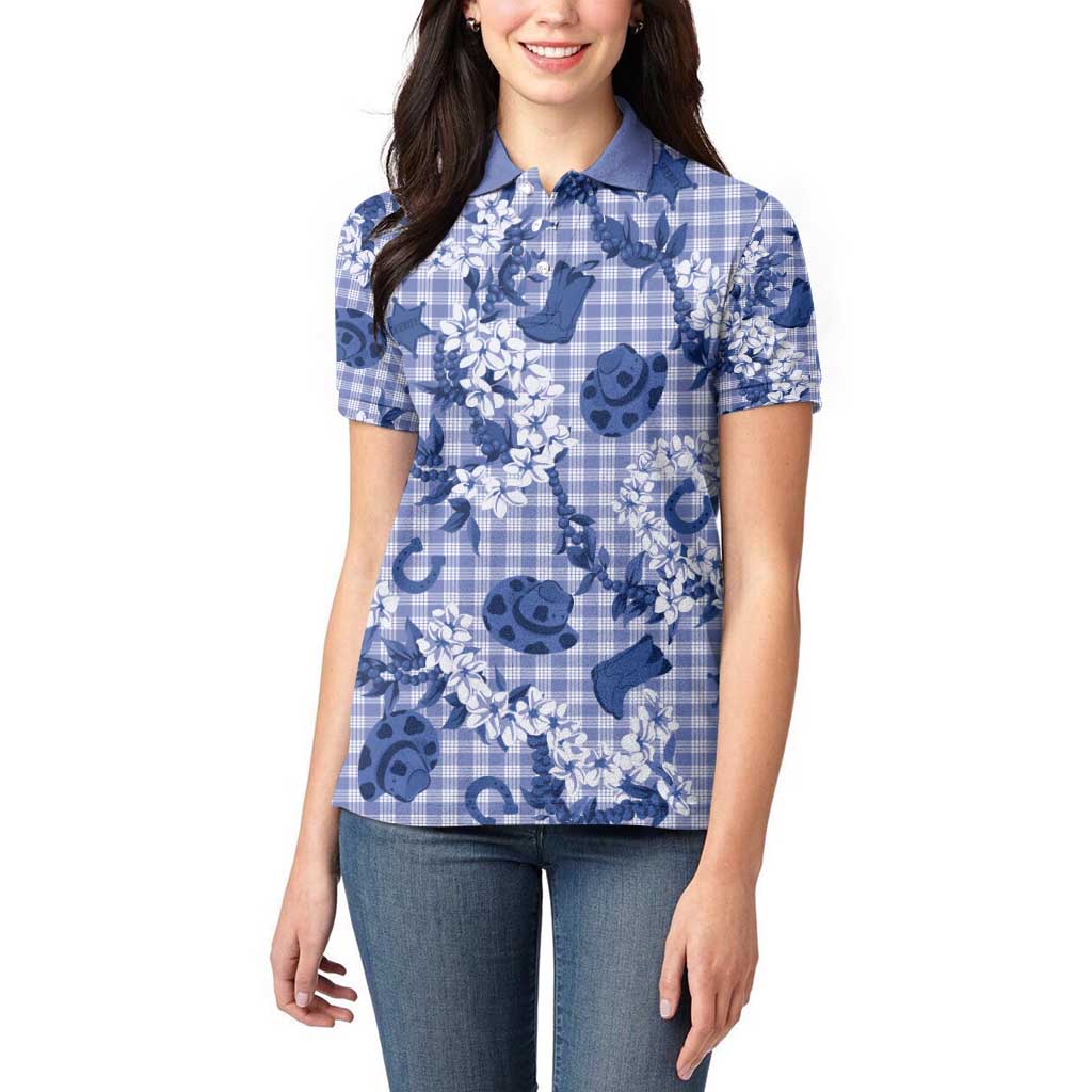 Mokihana Maile Ilima Leis Paniolo Palaka Women Polo Shirt Hawaiian Polu Spirit - Polynesian Pride