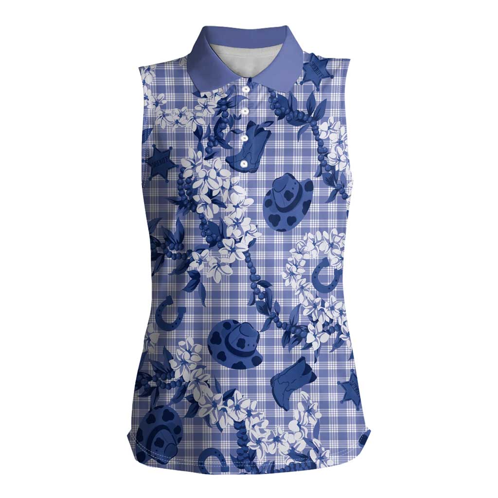 Mokihana Maile Ilima Leis Paniolo Palaka Women Sleeveless Polo Shirt Hawaiian Polu Spirit - Polynesian Pride