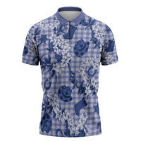 Mokihana Maile Ilima Leis Paniolo Palaka Zipper Polo Shirt Hawaiian Polu Spirit - Polynesian Pride