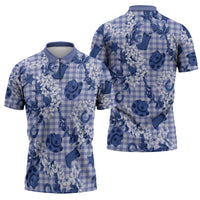 Mokihana Maile Ilima Leis Paniolo Palaka Zipper Polo Shirt Hawaiian Polu Spirit - Polynesian Pride