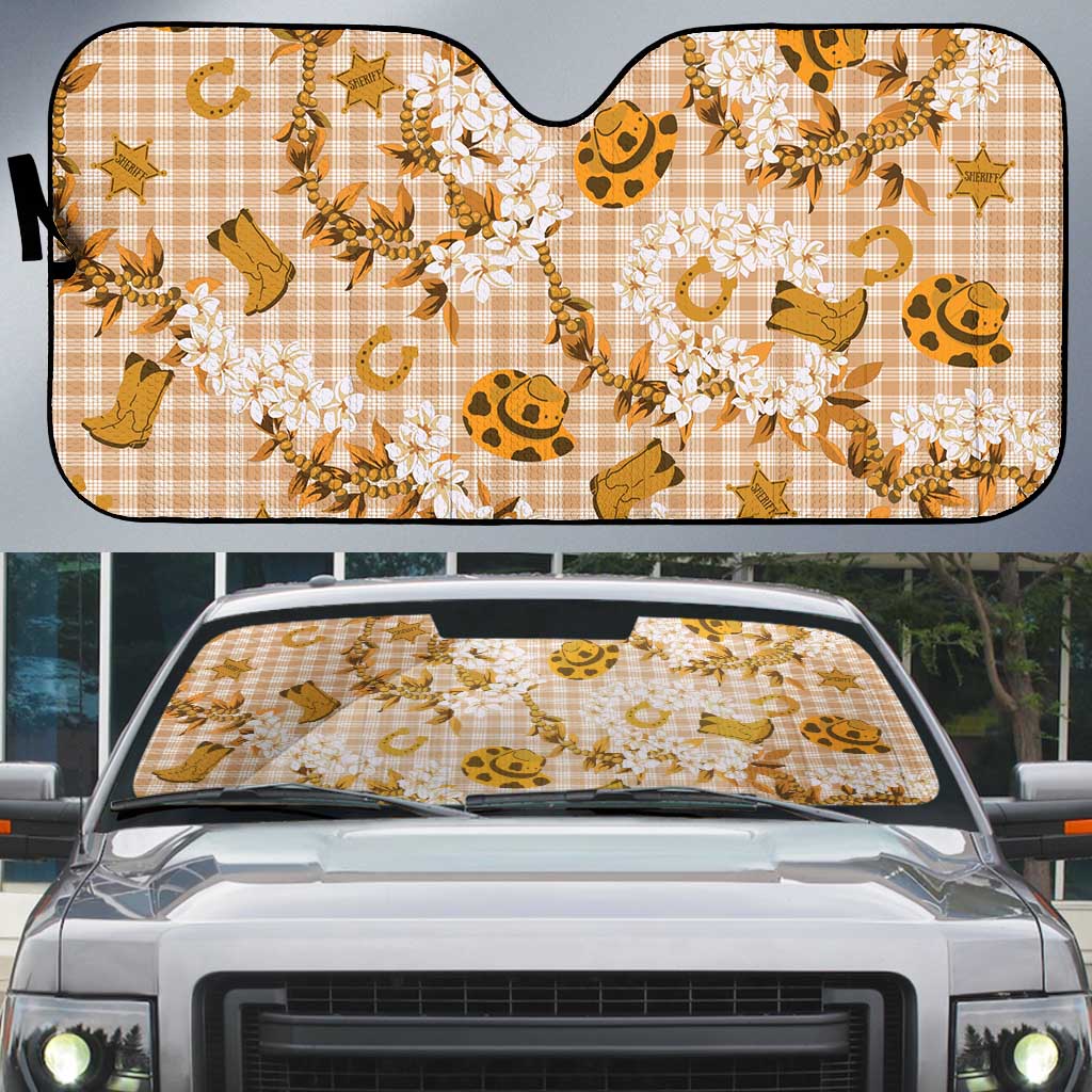 Mokihana Maile Ilima Leis Paniolo Palaka Auto Sun Shade Hawaiian Kula Spirit - Polynesian Pride
