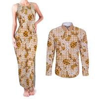 Mokihana Maile Ilima Leis Paniolo Palaka Couples Matching Tank Maxi Dress and Long Sleeve Button Shirt Hawaiian Kula Spirit - Polynesian Pride